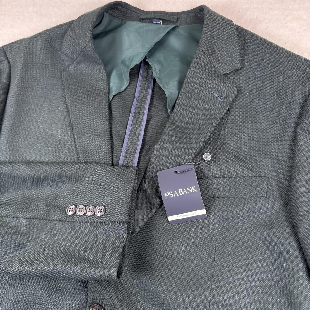 Jos. A. Bank Suit Jacket Mens Size 48R Green Stretch Tailored Fit Notch Lapel